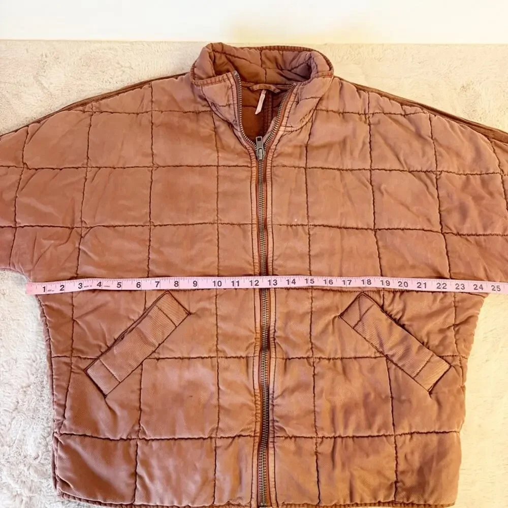 FREE PEOPLE Dolman Quilted Knit Jacket in Color Champagne Diamonds Size XS